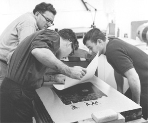 Printing a lithograph at Gemini, 1965